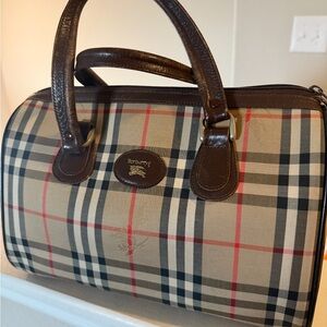 vintage Burberry Boston bag featuring the iconic Haymarket bag